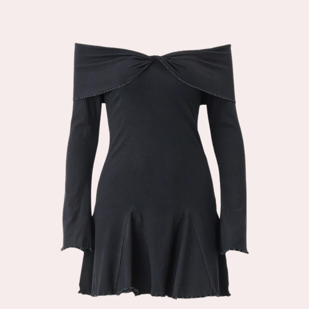 Gebreide damesjurk met off shoulder