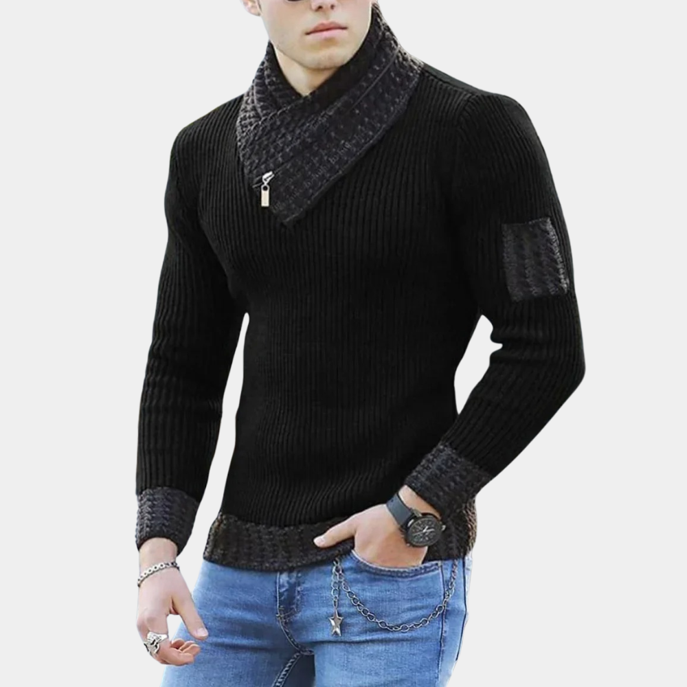 Gebreide herensweater met stijlvolle kraag