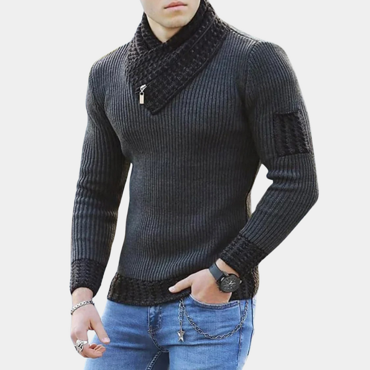 Gebreide herensweater met stijlvolle kraag