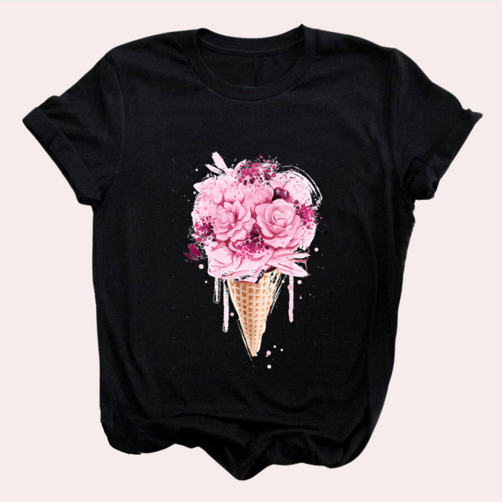 T-shirt voor dames met decoratieve print