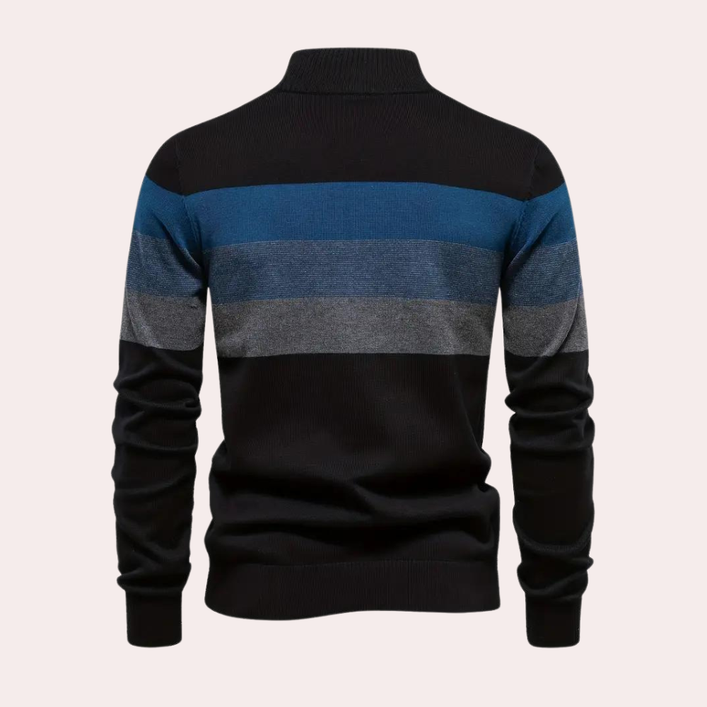 Warme color block herensweater met rits