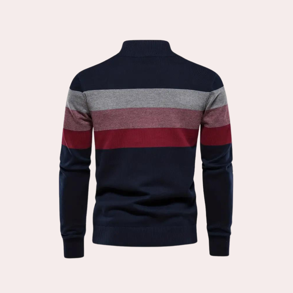 Warme color block herensweater met rits