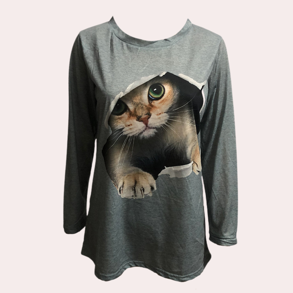 Lisa - Damesblouse met kattenprint