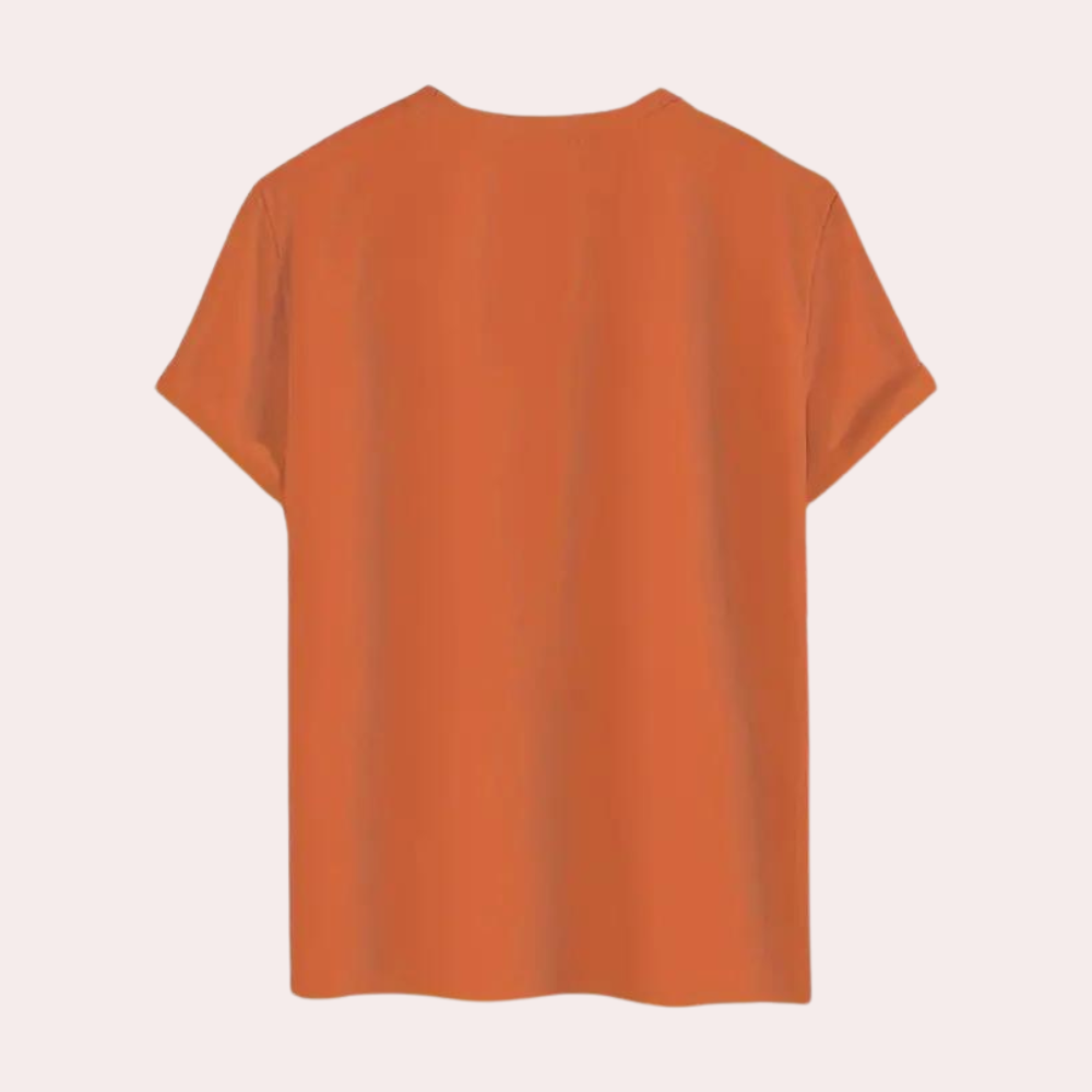 T-shirt met korte mouwen en oranje ronde hals