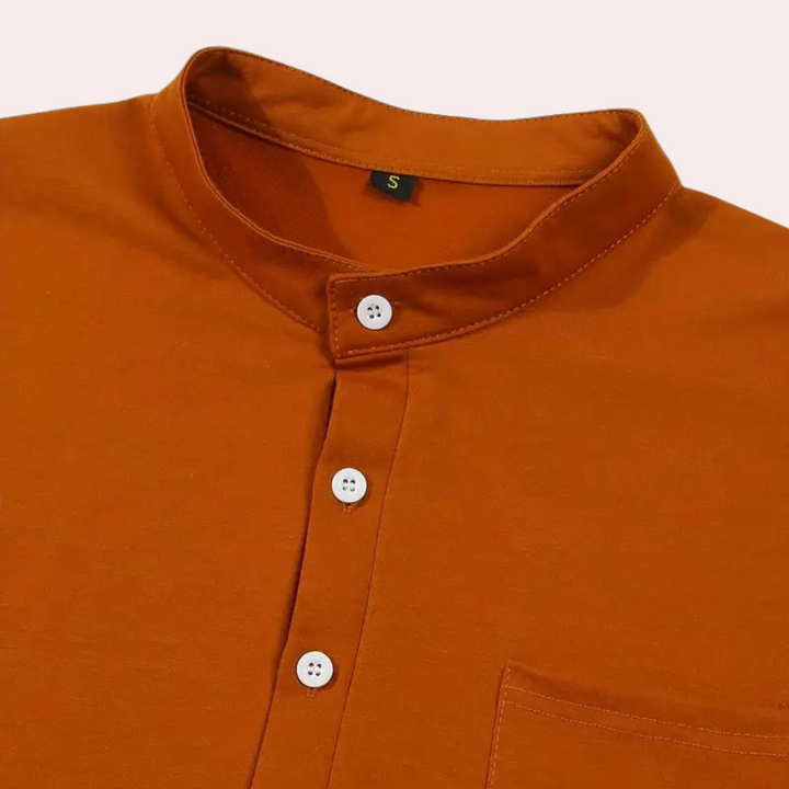 Casual herenhemd met oranje revers