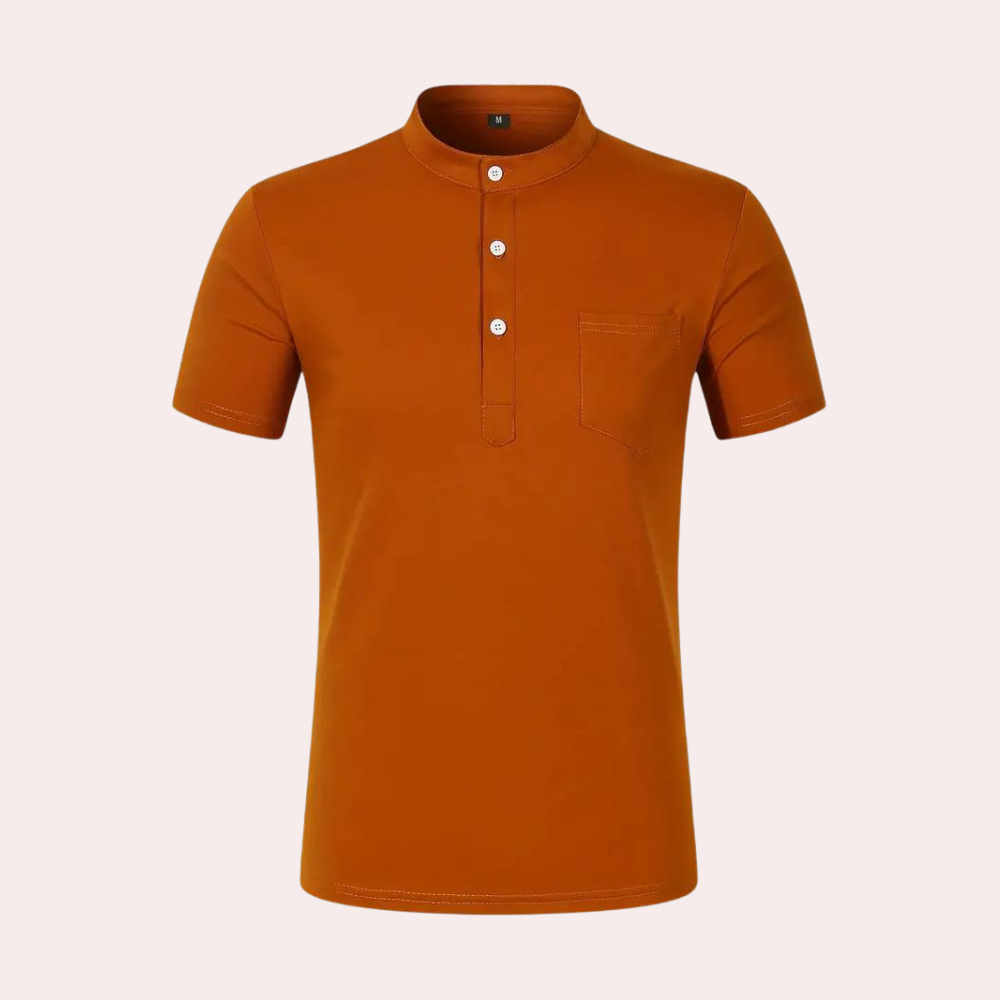 Casual herenhemd met oranje revers