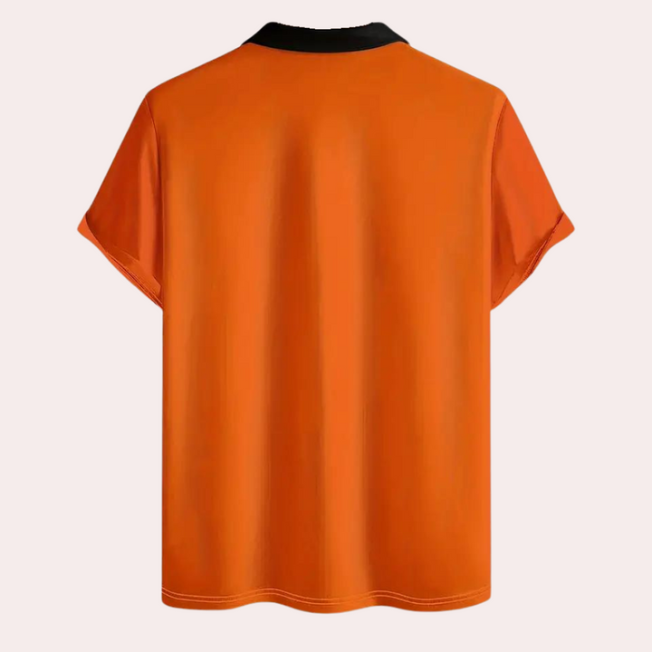 Color block oranje overhemd voor heren