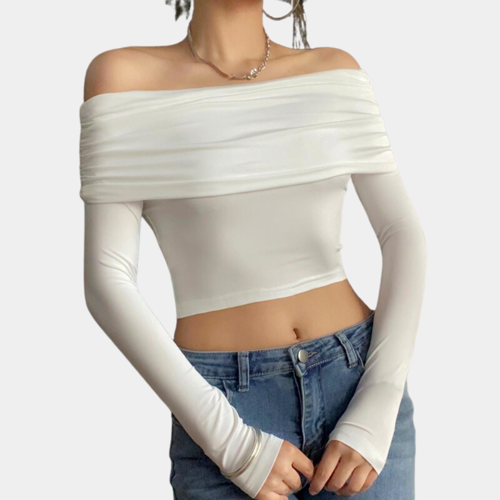 Damestop met lange mouwen en off-shoulder