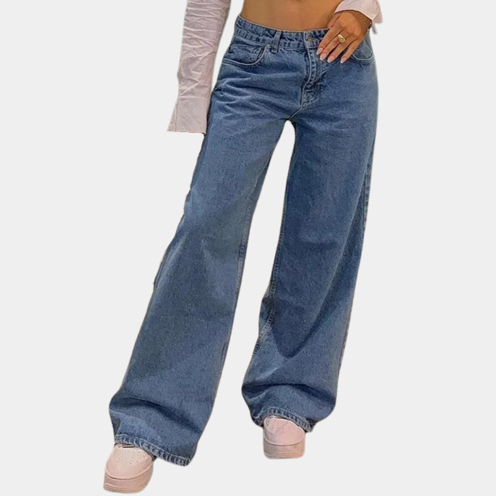 Lage taille en wijde damesjeans