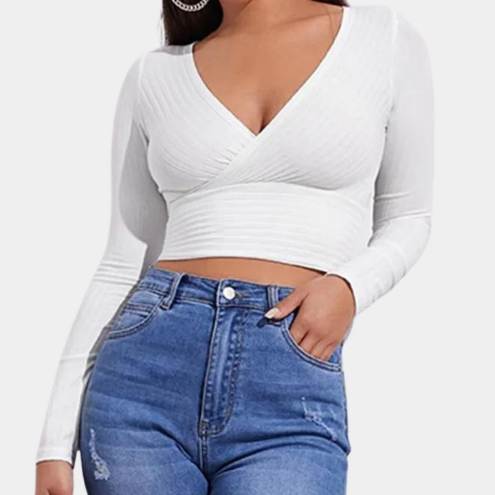 Stijlvolle dames crop top met lange mouwen