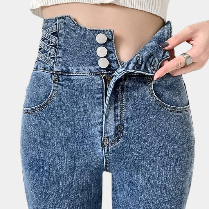 Modieuze jeans met hoge taille voor dames