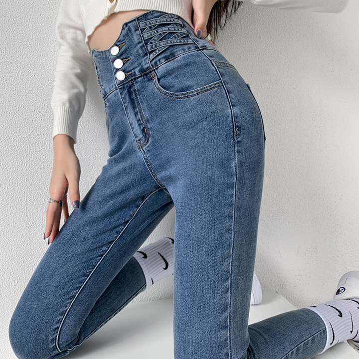 Modieuze jeans met hoge taille voor dames