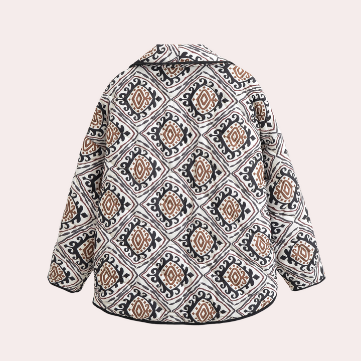 Geneviève - Geometrisch Patroon Cardigan - Elegantie met Brede Mouwen