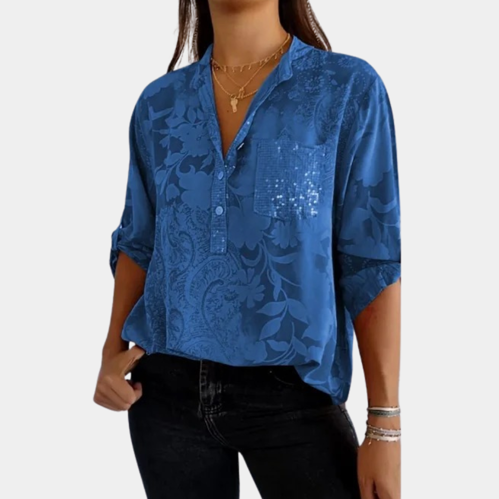 Edith - Luxe Bloemenprint Vrouwenblouse