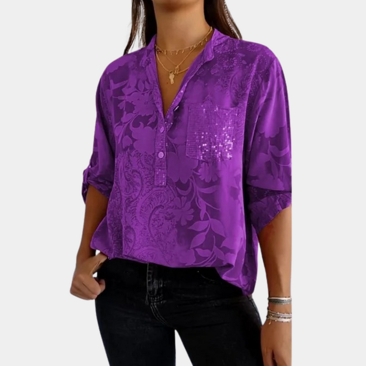 Edith - Luxe Bloemenprint Vrouwenblouse