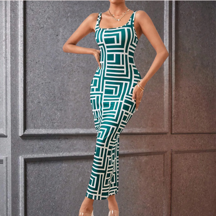 Elsa - Mouwloze bodyconjurk met geometrische print voor dames