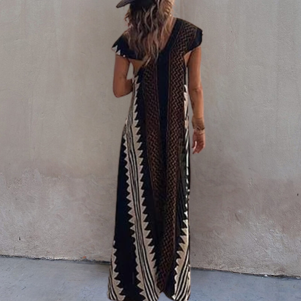 Adelina - Bohemian dames maxi-jurk met geometrische print