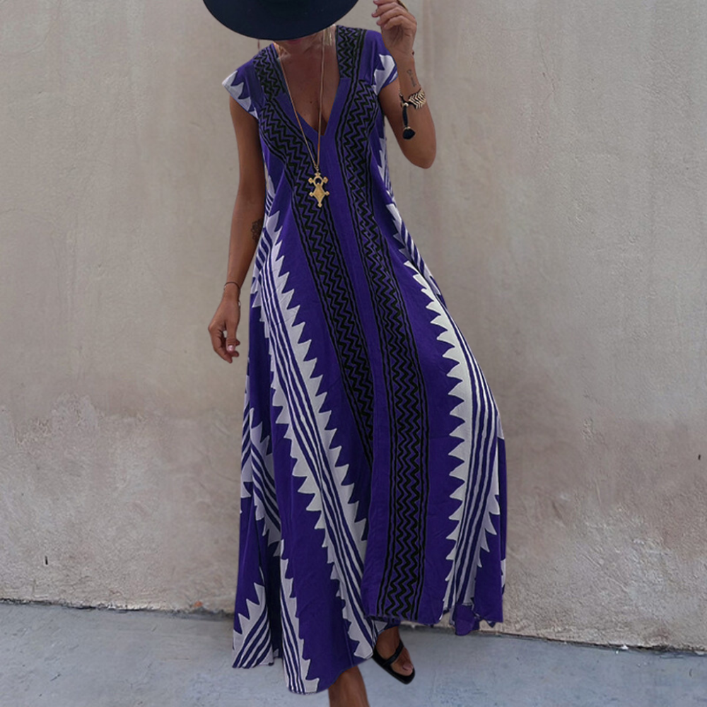 Adelina - Bohemian dames maxi-jurk met geometrische print