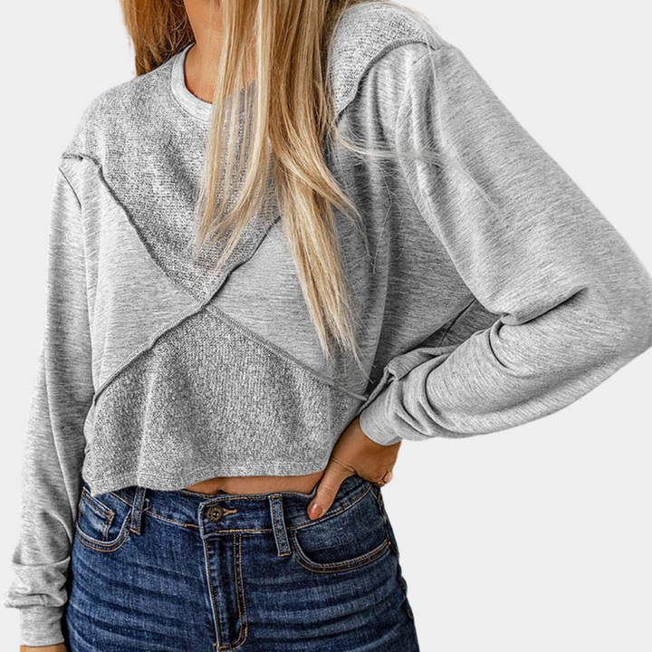 Joanie - Trendy Cropped Top met Stijlvolle Patchwork voor Dames