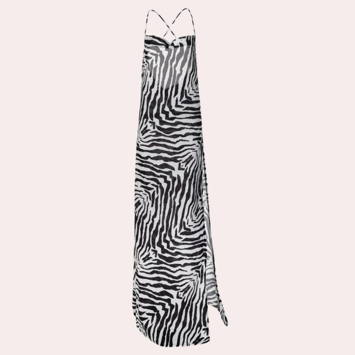 Dayana - Strakke Maxi Jurk met Opvallende Zebra Print