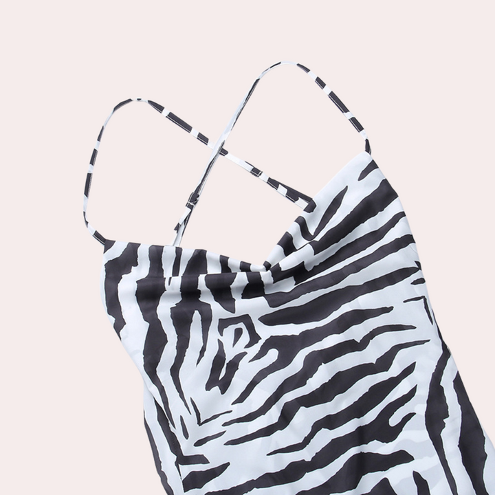 Dayana - Strakke Maxi Jurk met Opvallende Zebra Print