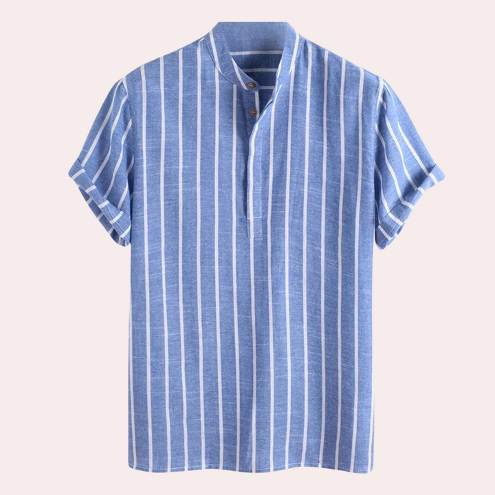 Hannes - Casual gestreept shirt met korte mouwen