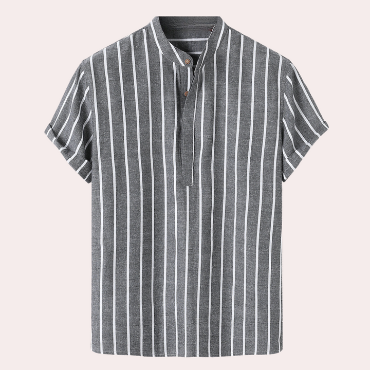 Hannes - Casual gestreept shirt met korte mouwen