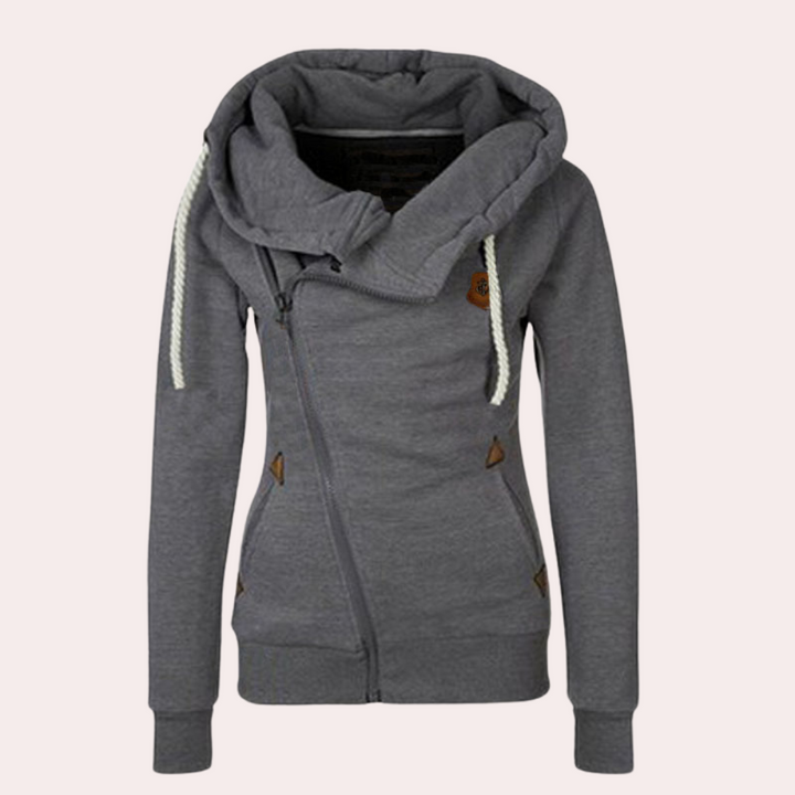 Kanny - Gezellige en stijlvolle dames sweater met rits en capuchon