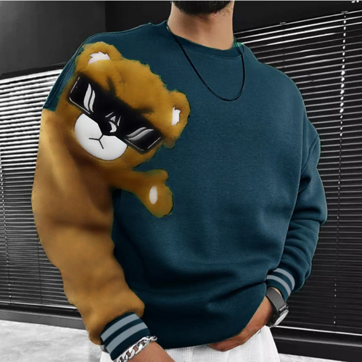 Bernd - Heren sweatshirt met geborduurde cartoonbeer