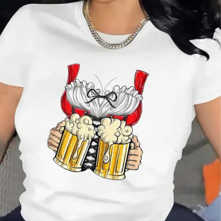 Odetta - Casual bedrukt dames t-shirt Oktoberfest