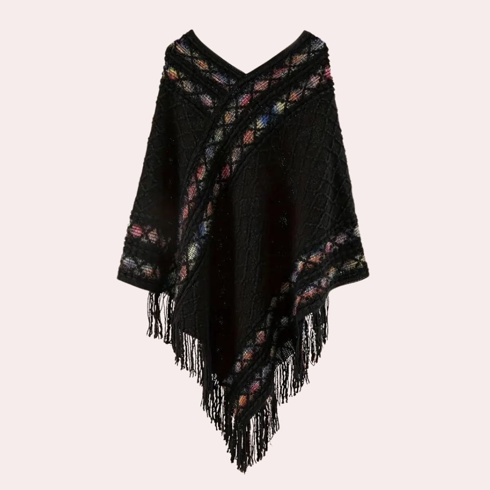 Zoi - Elegante dames Boho Poncho met V-hals