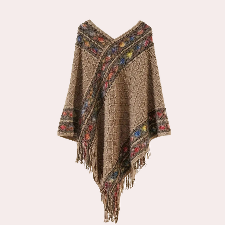 Zoi - Elegante dames Boho Poncho met V-hals