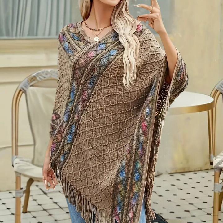 Zoi - Elegante dames Boho Poncho met V-hals