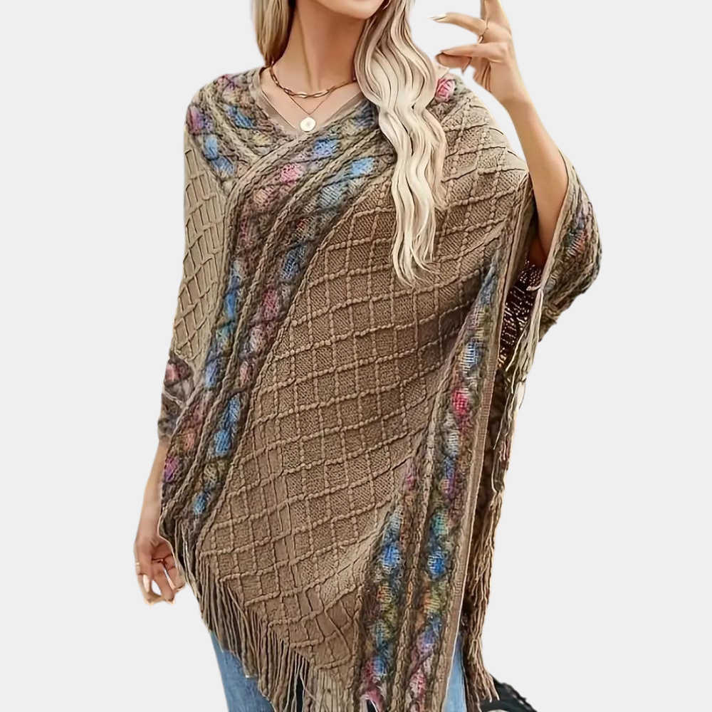 Zoi - Elegante dames Boho Poncho met V-hals