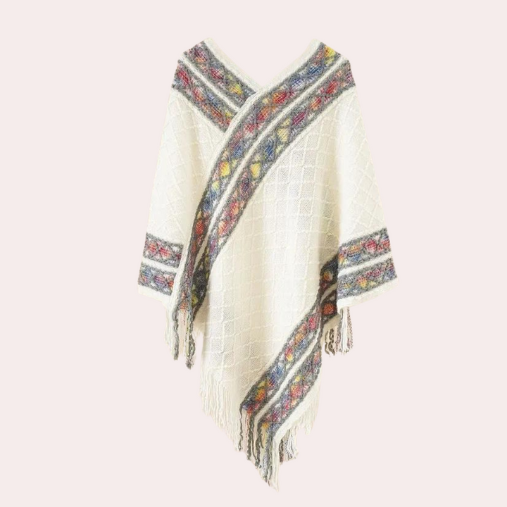 Zoi - Elegante dames Boho Poncho met V-hals