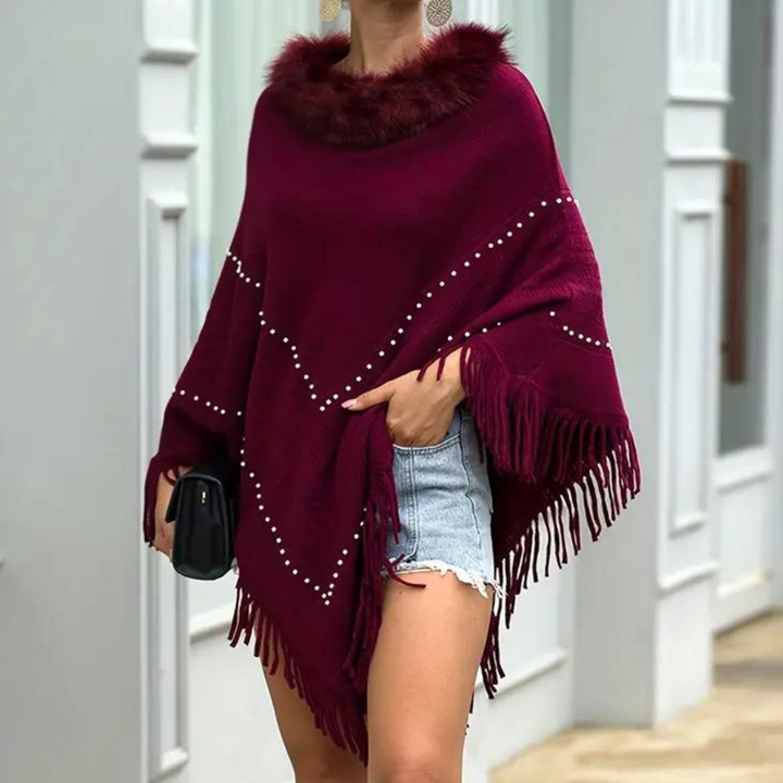 Eftychia - Elegante gebreide poncho voor dames