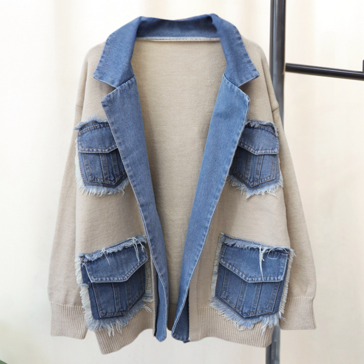 Hadria - Gebreid denim vest voor dames