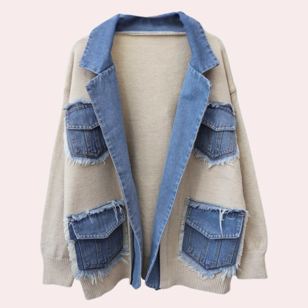 Hadria - Gebreid denim vest voor dames