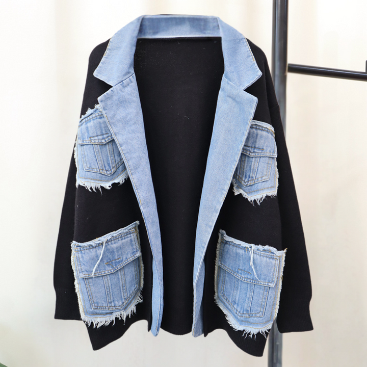 Hadria - Gebreid denim vest voor dames