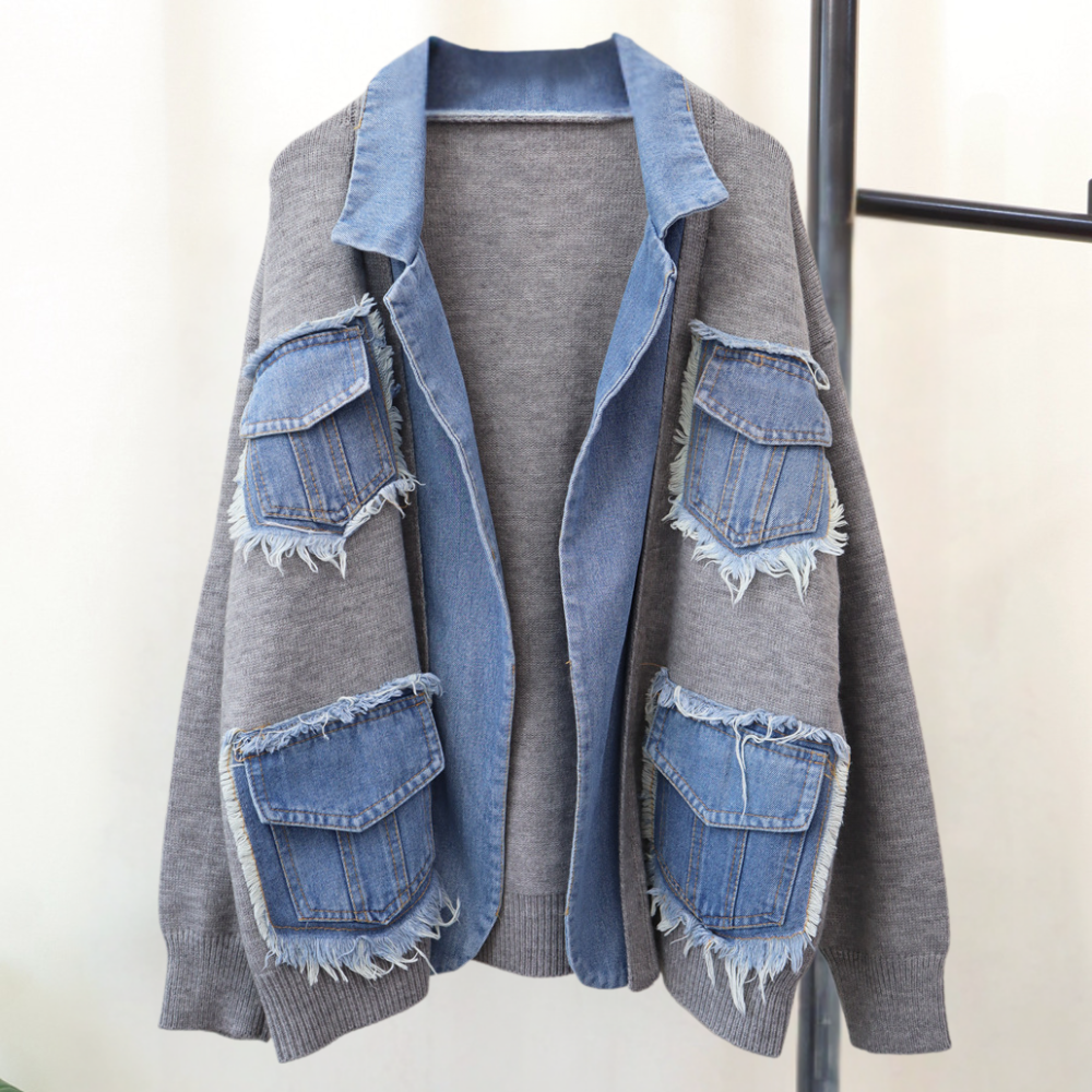 Hadria - Gebreid denim vest voor dames