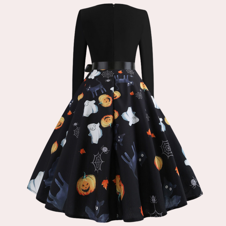 Armina - Halloween jurk met pompoenprint voor dames