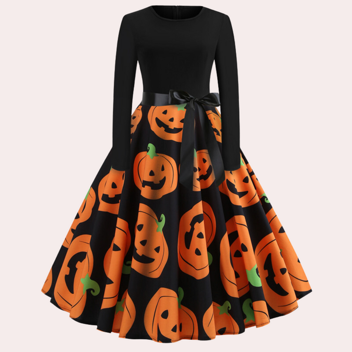 Armina - Halloween jurk met pompoenprint voor dames