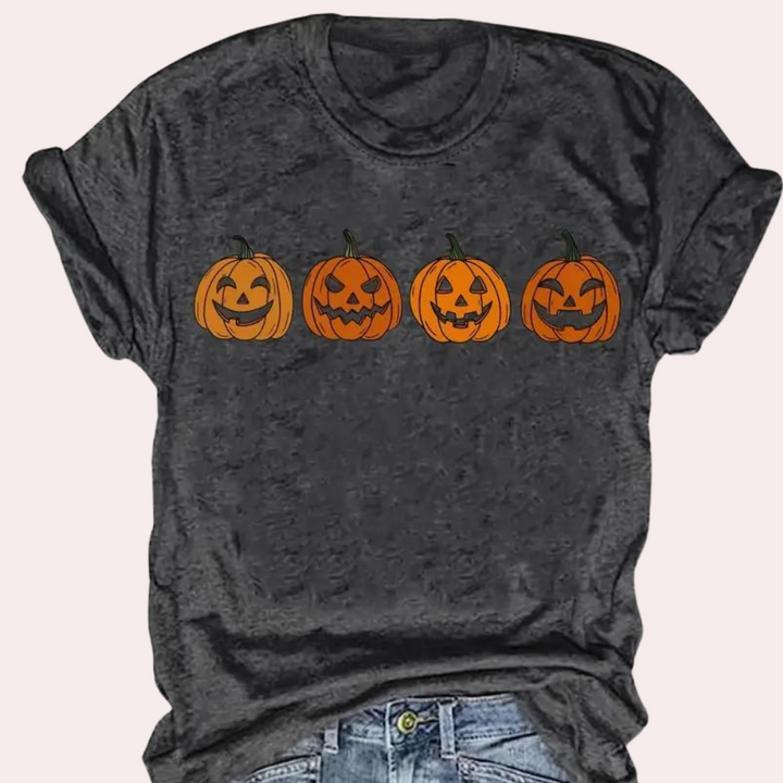 Maco - Stijlvol Halloween Pompoen T- shirt voor dames