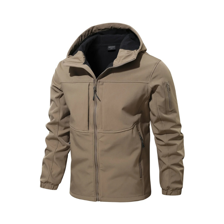 Khaki fleece outdoor jacket voor heren