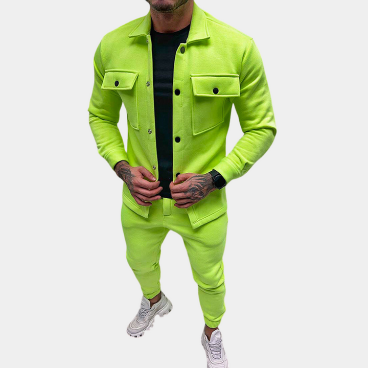 Groen tweedelige heren set met vest en broek