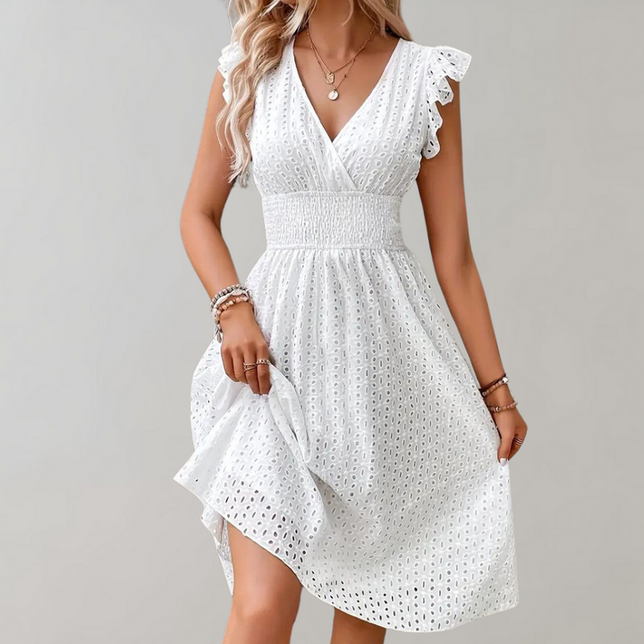 Witte midi jurk voor zomer voor dames