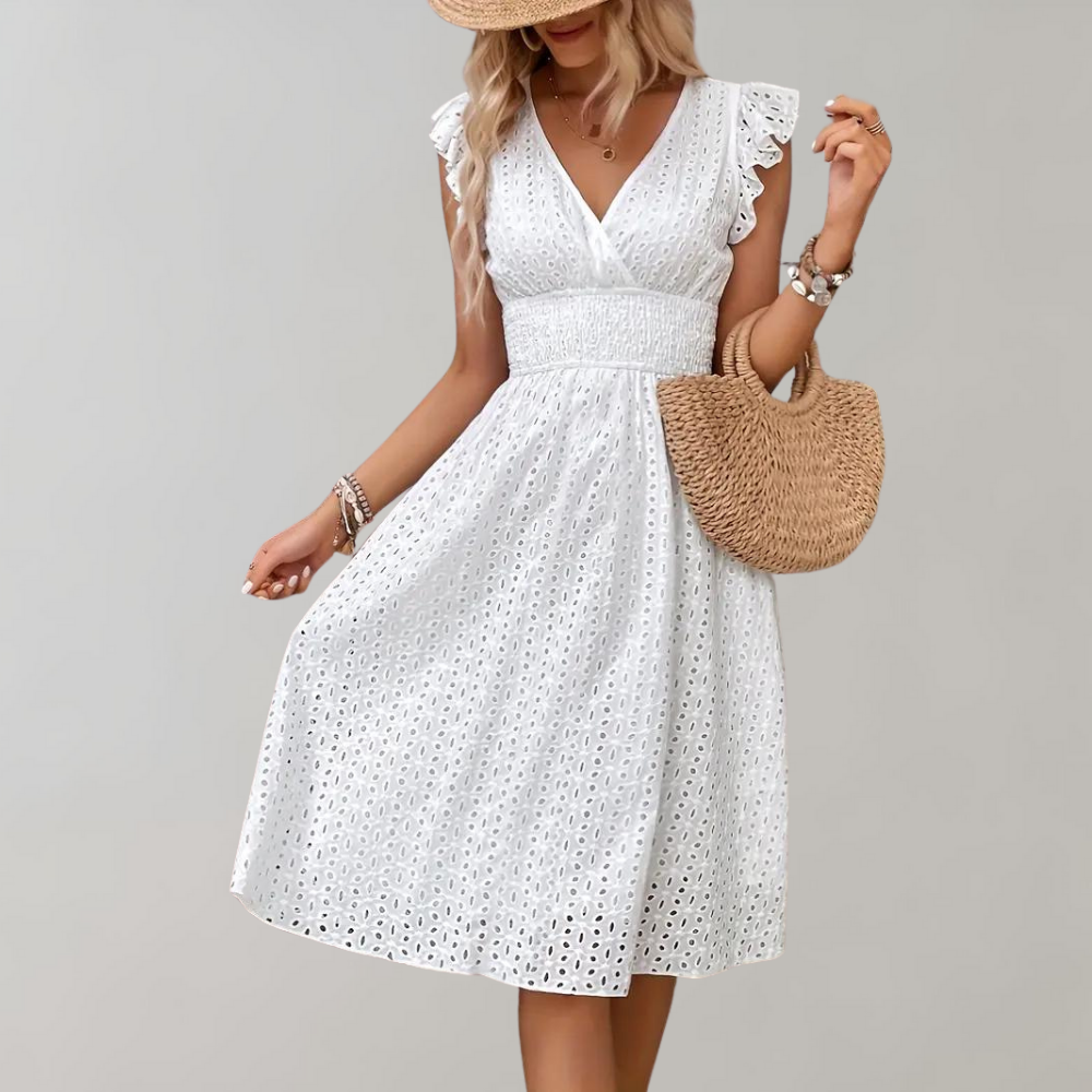 Witte midi jurk voor zomer voor dames