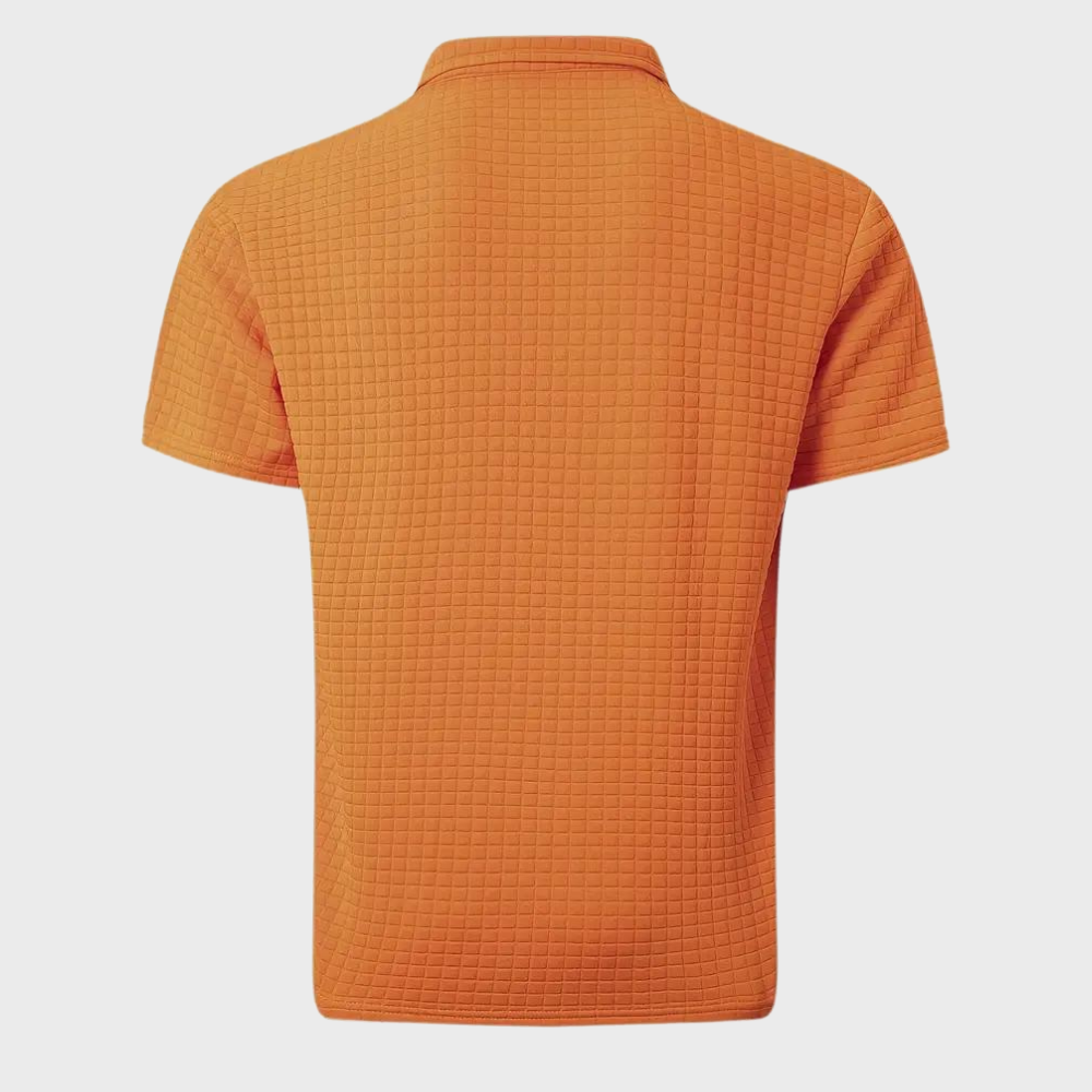 Achterkant oranje polo shirt voor heren