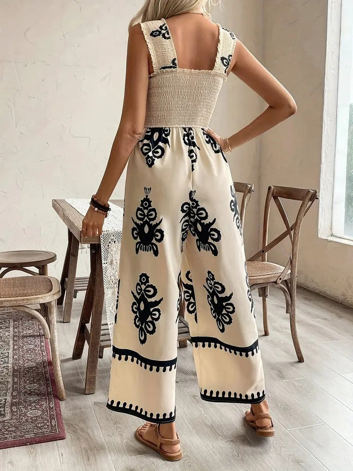 Boho stijl jumpsuit met wijde pijpen