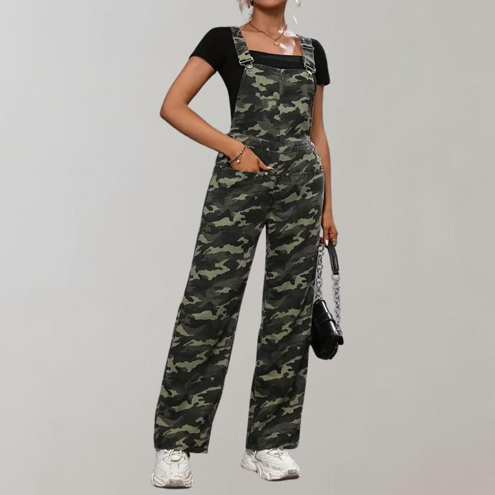 Stijlvolle camouflage dames jumpsuit